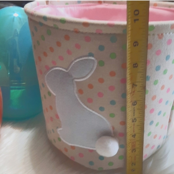 Polka Dot Easter Basket with Bunny Applique - Picture 7 of 9